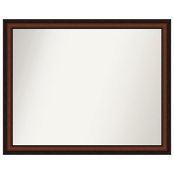 Cyprus Walnut Narrow Non-Beveled Wood Bathroom Wall Mirror