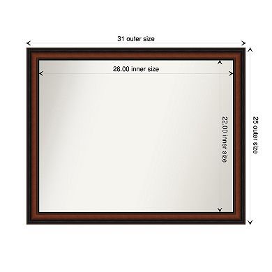 Cyprus Walnut Narrow Non-Beveled Wood Bathroom Wall Mirror