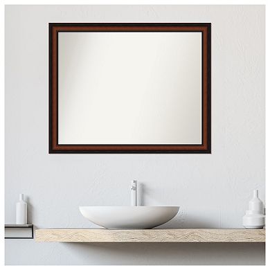 Cyprus Walnut Narrow Non-Beveled Wood Bathroom Wall Mirror