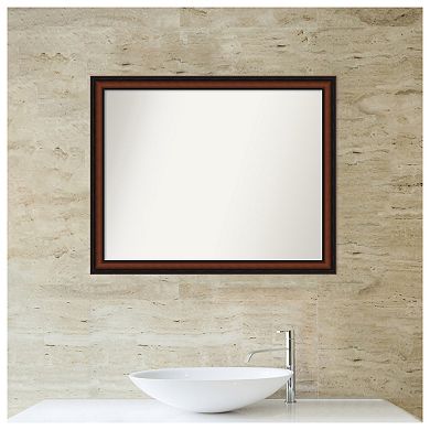 Cyprus Walnut Narrow Non-Beveled Wood Bathroom Wall Mirror
