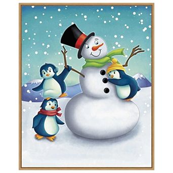 Joyful Snowman by Josefina Framed Canvas Wall Art Print