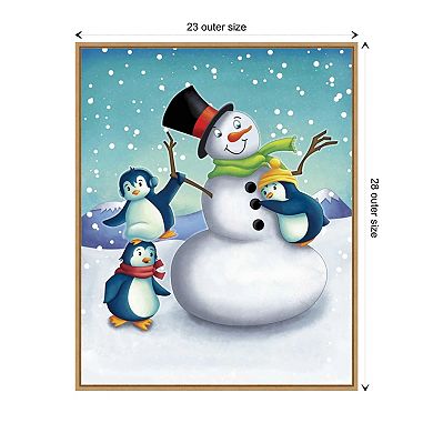 Joyful Snowman by Josefina Framed Canvas Wall Art Print