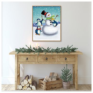 Joyful Snowman by Josefina Framed Canvas Wall Art Print