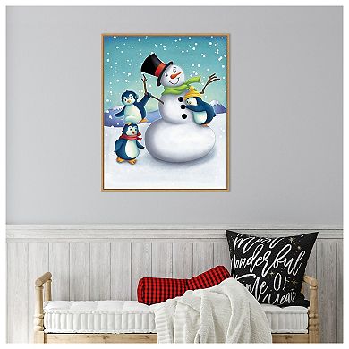 Joyful Snowman by Josefina Framed Canvas Wall Art Print