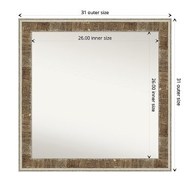 Farmhouse Narrow Non-beveled Wood Bathroom Wall Mirror
