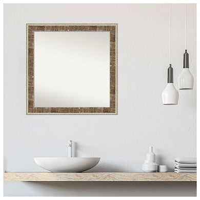 Farmhouse Narrow Non-beveled Wood Bathroom Wall Mirror