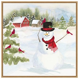 Snowman Christmas IV by Tara Reed Framed Canvas Wall Art Print