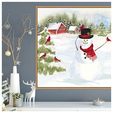 Snowman Christmas IV by Tara Reed Framed Canvas Wall Art Print