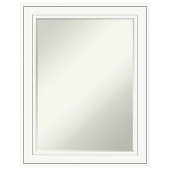 Craftsman White Petite Bevel Wood Bathroom Wall Mirror