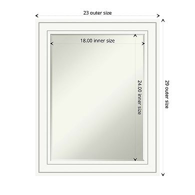 Craftsman White Petite Bevel Wood Bathroom Wall Mirror