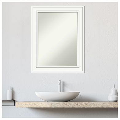 Craftsman White Petite Bevel Wood Bathroom Wall Mirror