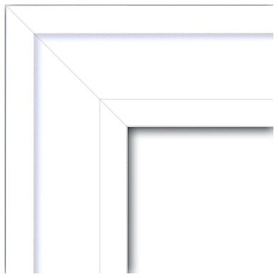 Craftsman White Petite Bevel Wood Bathroom Wall Mirror