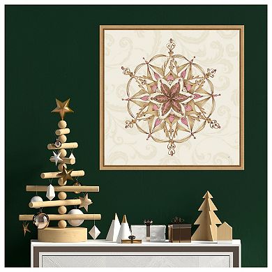 Elegant Season Snowflake II Pink by Daphne Brissonnet Framed Canvas Wall Art Print
