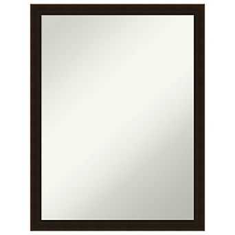 Espresso Non-beveled Wood Bathroom Wall Mirror