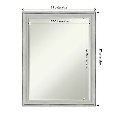 Bel Volto Silver Petite Bevel Wood Bathroom Wall Mirror
