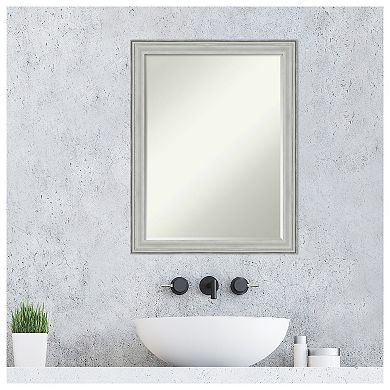 Bel Volto Silver Petite Bevel Wood Bathroom Wall Mirror