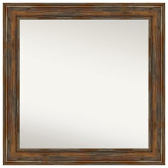 Alexandria Rustic Non-beveled Wood Bathroom Wall Mirror