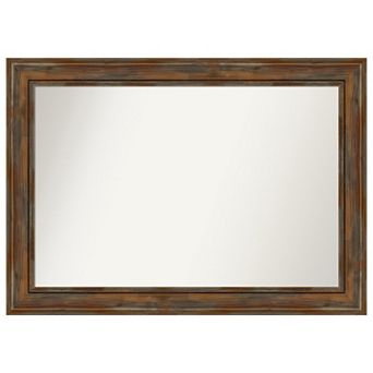 Alexandria Rustic Non-beveled Wood Bathroom Wall Mirror