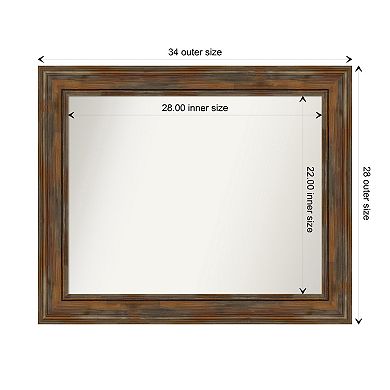 Alexandria Rustic Non-beveled Wood Bathroom Wall Mirror