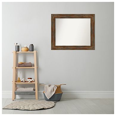 Alexandria Rustic Non-beveled Wood Bathroom Wall Mirror