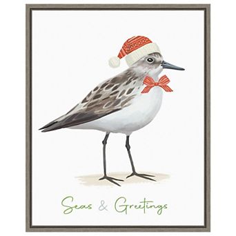 Christmas Sandpiper I by Lucca Sheppard Framed Canvas Wall Art Print