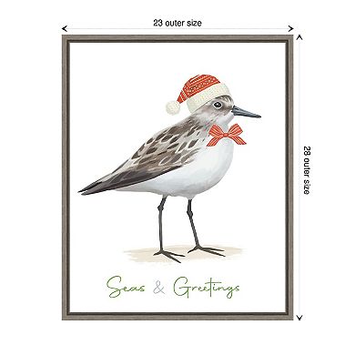 Christmas Sandpiper I by Lucca Sheppard Framed Canvas Wall Art Print