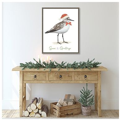 Christmas Sandpiper I by Lucca Sheppard Framed Canvas Wall Art Print