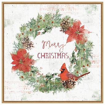 Wooded Holiday V Christmas by Katie Pertiet Framed Canvas Wall Art Print