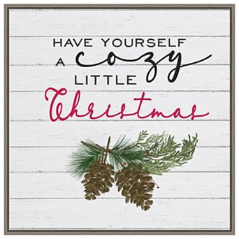 Cozy Christmas I-Pine cones by Hartworks Studio Framed Canvas Wall Art Print