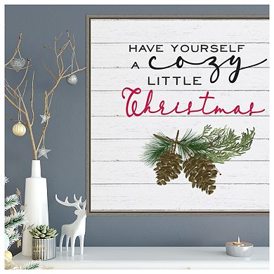 Cozy Christmas I-Pine cones by Hartworks Studio Framed Canvas Wall Art Print