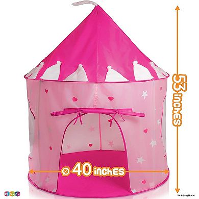 Play Tent Princess Castle Pink - Portable Kids Pop Up Tent Foldable Into A Carrying Bag