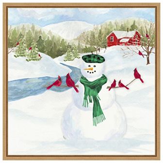 Snowman Christmas II by Tara Reed Framed Canvas Wall Art Print