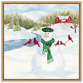 Snowman Christmas II by Tara Reed Framed Canvas Wall Art Print