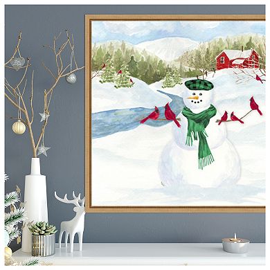 Snowman Christmas II by Tara Reed Framed Canvas Wall Art Print