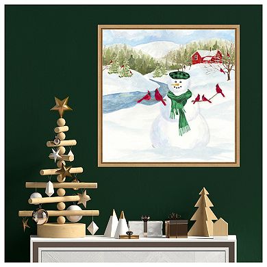 Snowman Christmas II by Tara Reed Framed Canvas Wall Art Print