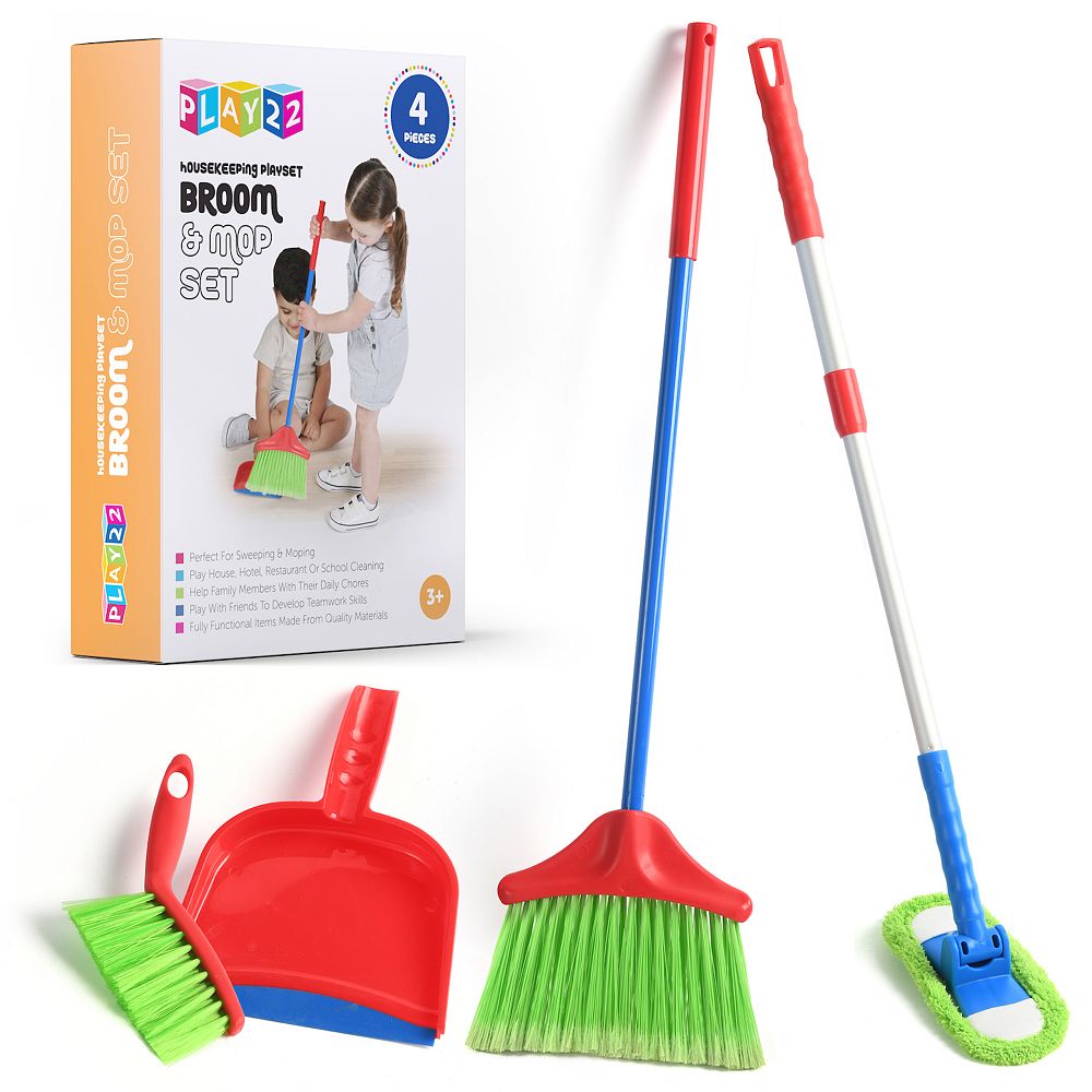 Kids Cleaning Set 4 Piece Set - Toy Cleaning Set Includes Broom, Mop,  Brush, Dust Pan, image size:1000x1000
