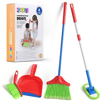 Kids Cleaning Set 4 pc Set - Toy Cleaning Set Includes Broom, Mop, Brush, Dust Pan