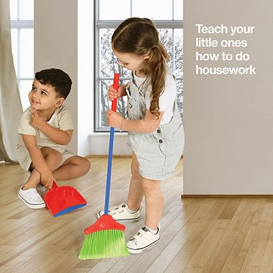 Kids Cleaning Set 4 Piece Set - Toy Cleaning Set Includes Broom, Mop, Brush, Dust Pan