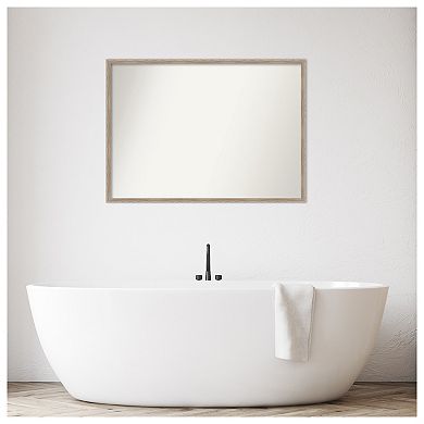 Hardwood Wedge Non-beveled Wood Bathroom Wall Mirror