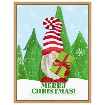 Gnome for Christmas portrait blue IV-Gift by Tara Reed Framed Canvas Wall Art Print