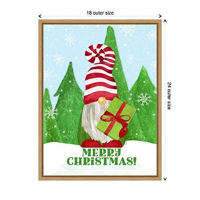 Gnome for Christmas portrait blue IV-Gift by Tara Reed Framed Canvas Wall Art Print