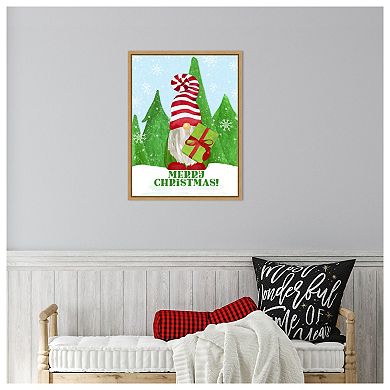 Gnome for Christmas portrait blue IV-Gift by Tara Reed Framed Canvas Wall Art Print