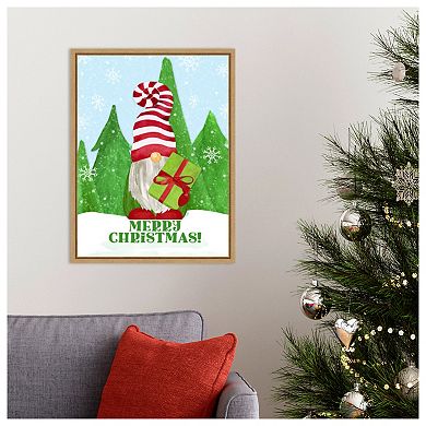 Gnome for Christmas portrait blue IV-Gift by Tara Reed Framed Canvas Wall Art Print
