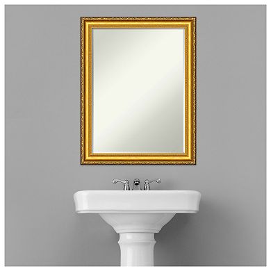 Colonial Embossed Gold Petite Bevel Wood Bathroom Wall Mirror