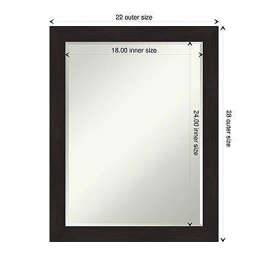 Furniture Espresso Narrow Petite Bevel Bathroom Wall Mirror