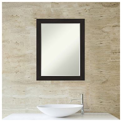 Furniture Espresso Narrow Petite Bevel Bathroom Wall Mirror