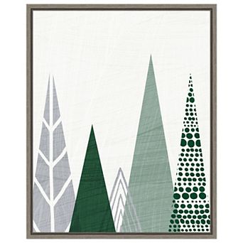 Geometric Forest III Green Gray by Michael Mullan Framed Canvas Wall Art Print