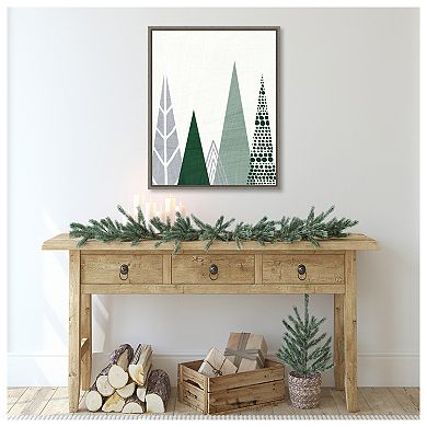 Geometric Forest III Green Gray by Michael Mullan Framed Canvas Wall Art Print