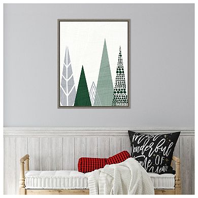 Geometric Forest III Green Gray by Michael Mullan Framed Canvas Wall Art Print