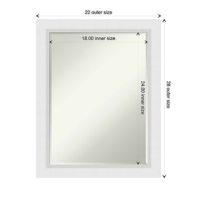 Blanco White Petite Bevel Wood Bathroom Wall Mirror